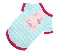 Qukaim Pet T-Shirt Striped Cotton Cartoon Print, Autumn and Winter Thin Bottoming T-Shirt for Pets, Lake Blue Bunny S, Pet Clothing Supplies, Mini Pig Clothes