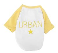 Qukaim Pet T-Shirt, Thin Color Blocking Short Sleeve Shirt for Pets, Fashionable, Yellow, Size M, Autumn and Winter Pet Clothing Supplies
