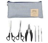 Qukaim Pet Ticks Remover Pet Stainless Steel Grooming Kit, Ticks Remover, Scissors, Nail Clipper, Tweezers, Essential Tools for Cats and Dogs, Complete Care Set