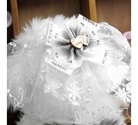 Qukaim Pet Veil Pet Wedding Veil, Dog Flower Headdress with Diamond Bow Clip, Lace Dress Accessory for Dogs, Ideal for Weddings and Special Occasions,