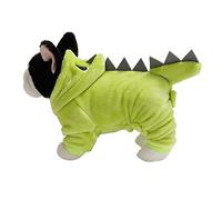 Qukaim Pet Warm Clothing Winter Coral Fleece Green Pet Dinosaur Costume, Warm Clothing for Dogs and Cats, Four Feet Design, Ideal for Pet Grooming and Dress-Up, Various