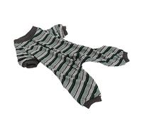 Qukaim Pets Clothes Striped Dog Pajamas, Cute Floral 4-Legged Puppy Jumpsuit, Soft Stretchy Onesie with Pocket for Spring Summer, XS for Small Dogs and Cats, Green