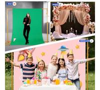Qukaim Photography Studio Video Nonwoven Fabric Backdrop 1.6 * / 5.2 * 9.8ft, Green Screen Background for Photo Studio, Heavy-Duty Backdrop Stand 10 * 10ft Adjustable