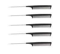 Qukaim Pintail Comb 10 Pcs Rat Tail Combs, Fine Teeth Smoothing Rounded & Pointed Hair Parting Combs for Styling, 7.5 in Long, Lightweight, Black