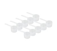 Qukaim Plastic Handle Measuring Scoops 10 Pcs Plastic Measuring Scoops, Transparent Long Handle Measuring Spoons with Scale for DIY, 15 cm Long, Kitchen and Baking Use