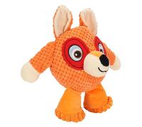 Qukaim Plush Dog Chew Toys Plush Squeaky Dog Toy, Cute Cartoon Raccoon, Bite Resistant Chew Toy for Teething, Interactive Pet Toy, Orange, Funny Design