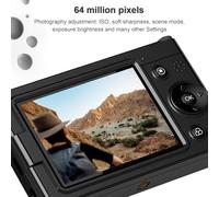 Qukaim Portable 4K CCD Digital Camera, 64MP WiFi Digital Video Camera with 2.83 Inch IPS Screen, Manual/Auto Focus, 28X Digital Zoom, Built-in Flash, 80 Filter Effects, Ideal for Students and Teens