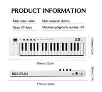 Qukaim Portable Orchestrations Keyboard 37-Key Multi-Function MIDI Keyboard, Portable Electronic Piano with Digital Orchestrations, Musical Instrument for Home and Studio Use