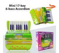 Qukaim portableaccordion Mini 17-Key 6-Bass Accordion, ABS Material Lightweight Button Accordion with Buckle, Musical Instrument for Beginners, Christmas Gift, Hand-Eye Coordination, Stage