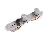 Qukaim Pre Wiring Electric Guitar Control Plate, Prewired Loaded Harn with 3 Way Switches and Knobs for Telecaster Parts GE205, Nickel Color