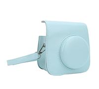 Qukaim PU Leather Mini Camera Protective Case with Adjustable Shoulder Strap for Mini 7+, Bleu Clair, Compact Design, Lightweight, Easy Carry