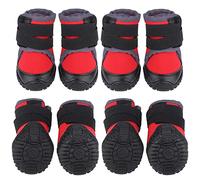 Qukaim Puppy Shoes Dog Shoes 4 Pcs, Fashionable Large Pet Boots for Outdoor Sports, Non-Slip Climbing Boots, Red, Size 90