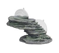 Qukaim Reptile Basking Platform Tortoise Climbing Platform, Resin Aquarium Rock Ornament, Reptile Basking Dock with Suction Cup for Lizard, 15 x 10 x 5 cm, Lifelike Design
