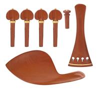 Qukaim Rosewood Violin Peg Tailpiece Accories Kit Cello Adjustable Strap, Nylon Anti-Slip Belt with O-Ring Holder, Cello End Button Fixed Strap, Wood Color, Musical Instrument Accories