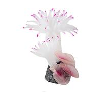 Qukaim Silicone Tank Coral Artificial Plant Leaf Betta Hammock Fish Rest Bed, Silicone Coral Decoration with Concrete Base, Aquarium Ornaments for Fish Tank, White Supply Leaves