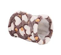 Qukaim Small Pet Tunnel, Winter Warm Plush Tunnel for Hamster, Guinea Pig, Hedgehog, Single Pass Design, Coffee Love, 30 cm Long, Ideal for Hiding and Play
