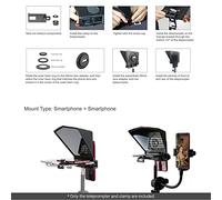 Qukaim Smartphone/Tablet/DSLR Camera Teleprompter with Remote Control, Supports Wide Angle Lens, Includes Lens Adapters and Cleaning Cloth for Live Streaming and Vlogs