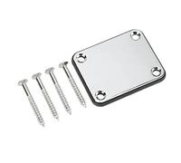 Qukaim Square Electric Guitar Neck Plate Electric Guitar Neck Plate, Square Metal Back Mounting Plate, 4 Holes with Screws, Silver, Compatible with Various Electric Guitar Models, Bass Parts