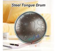 Qukaim steeltonguedrum 10-Inch Tambourine for Adults, Hand Cranked Bell Rings, Wooden and Metal Percussion Instrument, Ideal for Home, School, and Party, 2-Pack Foot Tambourine Set