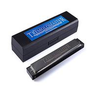 Qukaim Stylish Harmonica 24 Holes Tremolo Harmonica, C Tone Mouth Organ Harp for Profional Players, Beginners, Students, Kids, Adults, Stylish Design, Black Finish