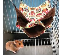 Qukaim Three Layer Small Pet Warm Hammock Hanging Bed, Sleeping Bag for Hamster, Sugar Glider, Squirrel, Owl, Cozy Pet Hammock, 30 x 30 cm, Easy to Hang