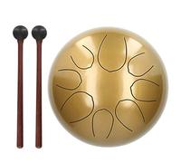Qukaim Tongue Drum Steel Tongue Drum 8 Tone Ethereal Worry Sanskrit Hand Pan, 10 in Percussion Instrument, Gold Finish, Includes Drum Mallet and Foot Percussion Accories
