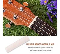 Qukaim Ukulele Bridge Saddle& Nut Ukulele Bridge Saddle and Nut Set, Bone Replacement Parts for 4 String Ukuleles, Ideal for Musical Instrument Repair