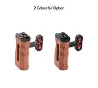 Qukaim Universal Camera Cage Left/Right Side Handle Wooden Hand Grip with 1/4 Screw Hole Cold Shoe Mount for Camera Cage, Compatible with SmallRig, Lightweight