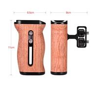 Qukaim Universal Camera Cage Wooden Handle Side Hand Grip, Features Cold Shoe Mount, 1/4 Inch & 3/8 Inch Screw Holes, Photography Accories, Pack of 1 pc