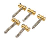 Qukaim Vintage Bridge Saddles 5 Pcs Compensated Brass Saddles, Vintage Electric Bass Bridge Saddles for Better Resonance, Suitable for Electric Guitar and Bass, Standard Size
