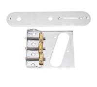 Qukaim Vintage Guitar Bridge Brass 3 Saddle Assembly, Half Side with Control Board, Electric Guitar Replacement Parts, Vintage Style, Compatible with Electric Guitars