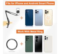 Qukaim VRIG MG-09 Desktop Overhead Magnetic Phone Mount Stand, Flexible Clip-On Tabletop Phone Stand for 15/14/13/12, Ideal for Vlog Live Streaming, Video Recording