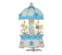 Qukaim Windup Music Box Carousel with Colorful LED Light, MelodyCastle in The Sky, Musical Gifts for Girls, Decorative Music Box, 5.5 x 4.5 in