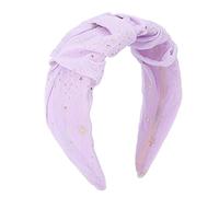 Qukaim Women Headband Wide Tooth Comb, Exquisite Pattern Portable Detangling Tool for Wet & Dry Hair, Travel Size, 20 cm Long, Includes Fashionable Glitter Hairband for Women & Girls, Purple