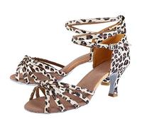 Qukaim womendanceshoes Women's Latin Dance Shoes, Soft Comfortable Fashion Dance Shoe, Leopard Print, Size 37, Ideal for Ballroom and Latin Dancing