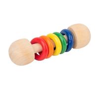 Qukaim Wooden Baby Rattle Shake Toy Wooden Rattle Shake Toy, 5 Ring Grasping Toddler Toy for Boys and Girls, Baby Grip Toy, Musical Instrument Toy, Ideal for Infant Development