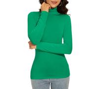Qukayang Women's Turtleneck Long Sleeve Thermal Tops Slim Fitted Lightweight Thin Basics Layer Tshirt (XS-2XL), Green, M