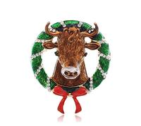 QUKE 3D Christmas Reindeer Shape Christmas Brooch Pin for Women Girls Jewelry