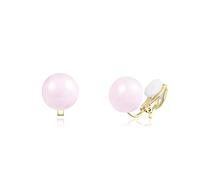 QUKE 8mm Pink Simulated Pearl Golden Tone Clip On Stud Earrings Non Pierced Earrings Jewellery For Women Girls