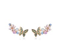 QUKE Butterfly AB Austrian Crystal Ear Climber Earrings for Women
