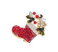 QUKE Christmas Shoe Brooch Pins Cubic Zirconia Breastpin Corsage for Women