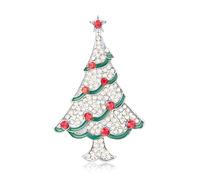 QUKE Merry Christmas Tree Brooch Cubic Zirconia Crystal Xmas Lapel Pin Christmas Tree Pins and Brooches for Women