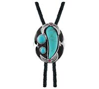 QUKE Native American Indian Ivory Shape Turquoise Stone Bolo Tie Vintage Necktie Bowtie for Men Women