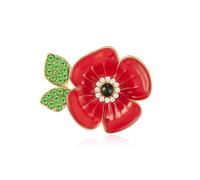 QUKE Poppy Brooches Pins Cubic Zirconia Crystal Rhinestone Flower Lapel Pin Brooch for Women