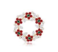 QUKE Poppy Wreath Brooch Cubic Zirconia Crystal Flower Brooches Badge Pin Gift for Women Girls Gold Tone