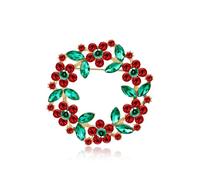 QUKE Poppy Wreath Brooches Cubic Zirconia Crystal Brooch Flower Scarf Lapel Pin for Women Girls Gold Tone