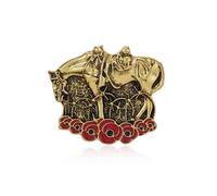 QUKE Red Poppy Brooch Enamel Red Flower Poppy Badges And Pins Gold Plated Horse Remembrance Day Brooches Pin
