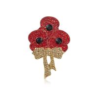 QUKE Red Poppy Brooch Lapel Pin Crystal Poppy Flower Badge Lest We Forget Legion Remembrance Day Brooches and Pins 2025