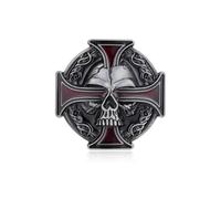 QUKE Vintage Skull Skeleton Celtic Cross Belt Buckle American Western Cowboy For Men