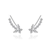 QUKE Woman Butterfly Shape Cubic Zirconia Crystal Wrap Ear Vines Climbers Earrings Jewelry For Women Girls